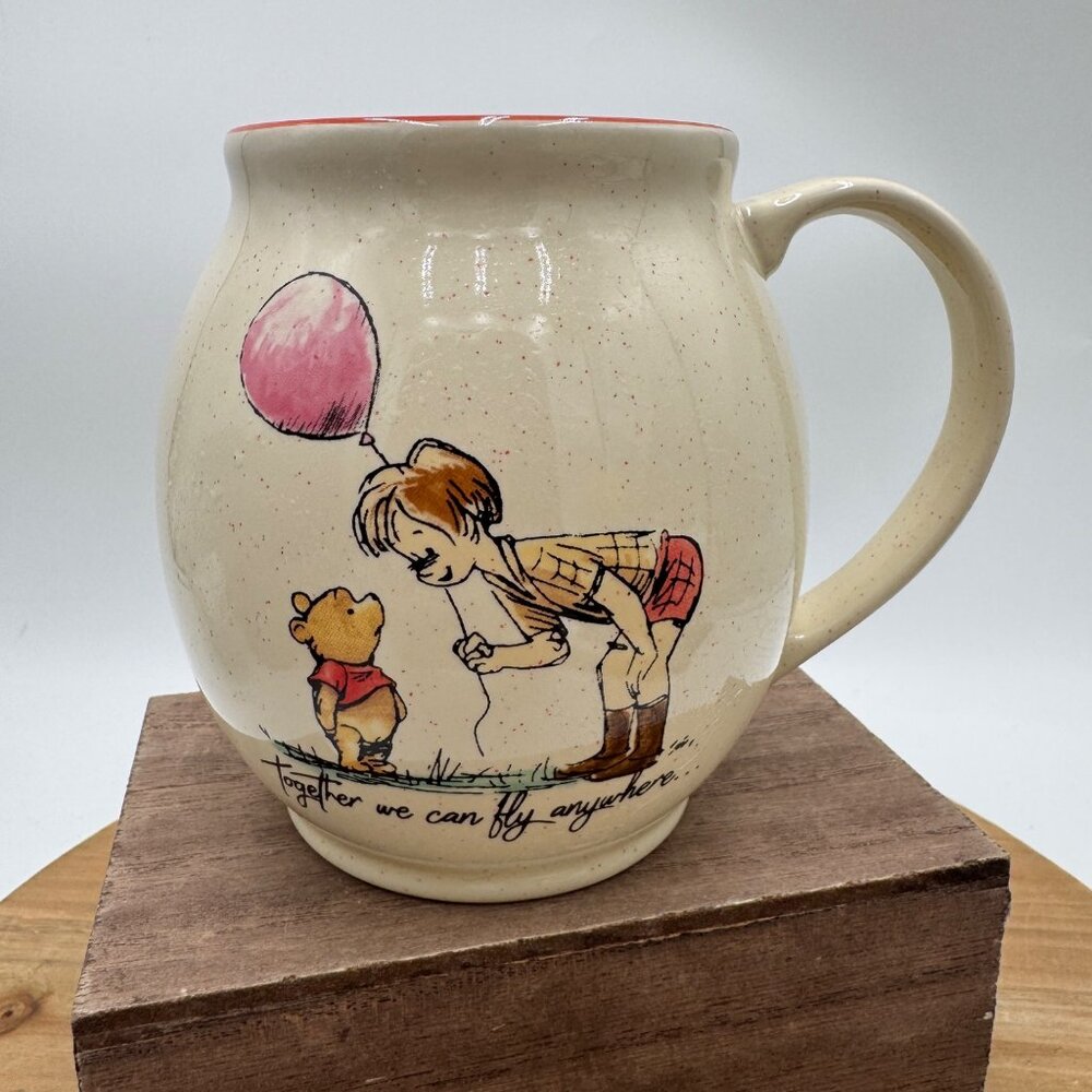 Disney Store Winnie the Pooh Mug Christopher Robin Piglet balloons